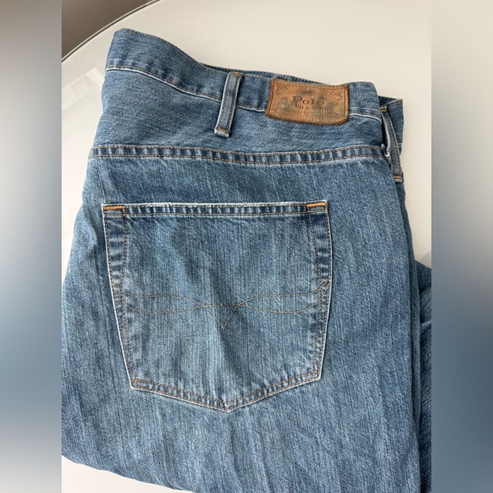 Vintage Polo Ralph Lauren Medium Wash Hamptons Relax Straight Denim Jeans 44Bx34 - Picture 3 of 16